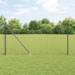 vidaXL Euro plot s 7 bodovými stĺpikmi 1,4x10 m pozinkovaná oceľ šedá