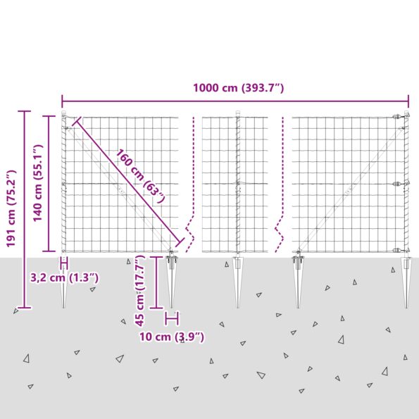3350655_13.jpg vidaXL Euro plot s 7 bodovými stĺpikmi 1,4x10 m pozinkovaná oceľ šedá – Obrázok 13