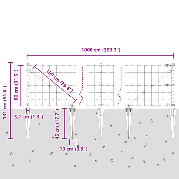 vidaXL Euro Plot Sada 2 Sivá Pozinkovaná oceľ 10 m dlhý Trvácny – Obrázok 13