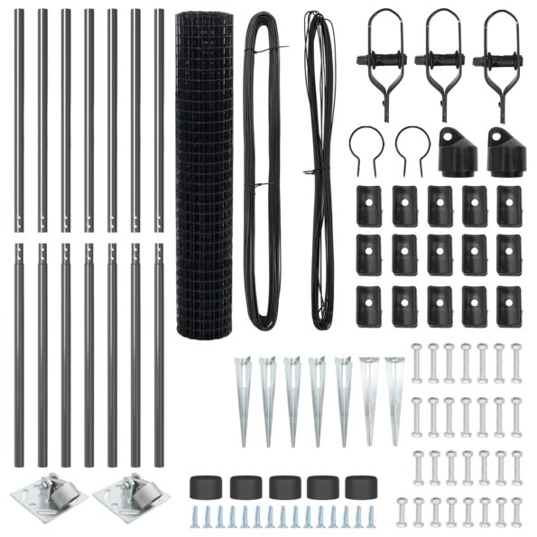 vidaXL Euro Plot so 7 hrotovými stĺpmi 1.5x10 m Pozinkovaná oceľ Sivá – Obrázok 5