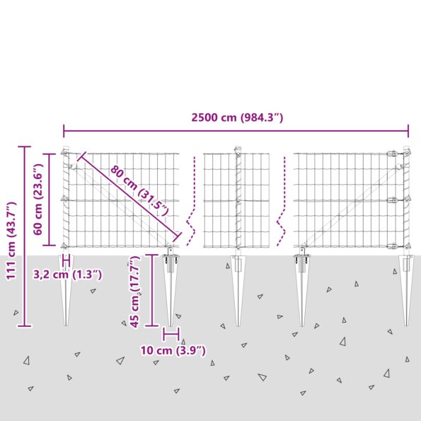 3350677_13.jpg vidaXL Euro Plot s 13 stabilizačnými kolíkmi 0,6x25 m pozinkovaný oceľový sivý – Obrázok 13