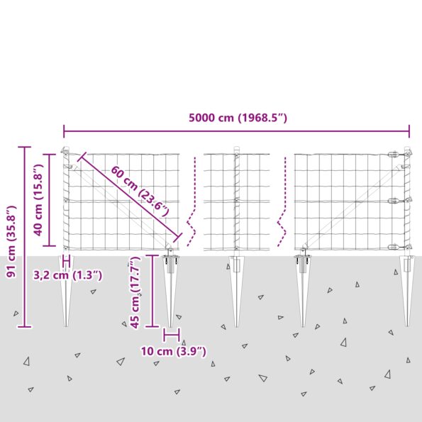 3350697_13.jpg vidaXL Euro oplotenie s 13 stĺpikmi 0.4x50 m pozinkovaná oceľ šedá – Obrázok 13