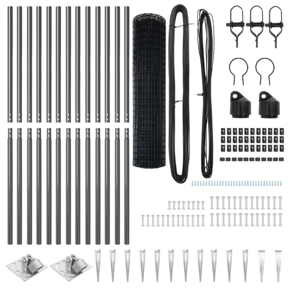 vidaXL Euro plot Sada 2 Sivá Práškovaná oceľ 25 x 1,2 m Odolný – Obrázok 5