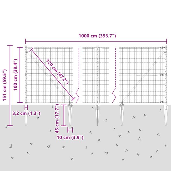 3350727_13.jpg vidaXL Euro Plot s 7 hrotmi 1x10 m z pozinkovanej ocele – Obrázok 13