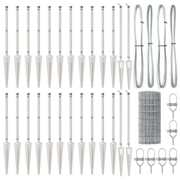 vidaXL Euro plot s 13 kotviacimi stĺpmi 0.6x50 m pozinkovaná oceľ – Obrázok 5