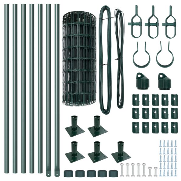 vidaXL vitaXL Euro plot s 7 prírubovými stĺpikmi 0.4x10 m galvanizovaná oceľ – Obrázok 5