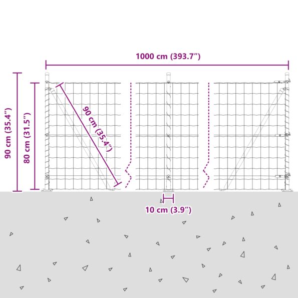 vidaXL Euro oplotenie so 7 príchytkami 0.8x10 m z pozinkovanej ocele – Obrázok 13