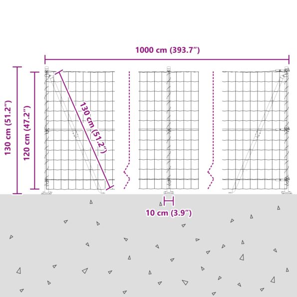 3350829_13.jpg vidaXL Euro plot s 7 flángovanými stĺpmi 1.2x10 m zinkovanej ocele – Obrázok 13