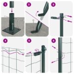vidaXL Euro Oplotenie s 7 prírubovými stĺpmi 1.4x10 m pozinkovaná oceľ – Obrázok 12