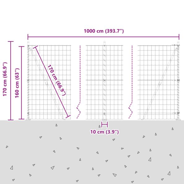 3350832_13.jpg vidaXL Euro plot s 7 pružinovými stĺpmi 1.6x10 m z pozinkovanej ocele – Obrázok 13