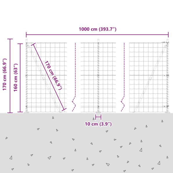 3350840_13.jpg vidaXL Euro plot s 7 rozšírenými stĺpmi 1.6x10 m z pozinkovanej ocele – Obrázok 13