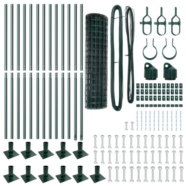 vidaXL Euro plot s 13 flangovanými stĺpikmi 1x25 m pozinkovaná oceľ – Obrázok 5