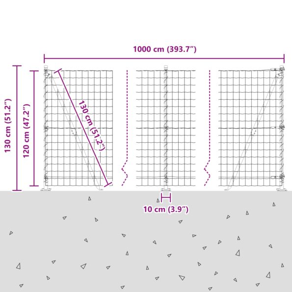 vidaXL Euro Plot Sada 2 Zelená Kov, Plastová Povrchová Úprava 10 x 1,2 m – Obrázok 13