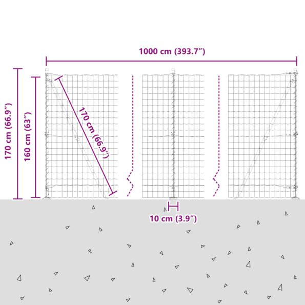 3350883_13.jpg vidaXL Euro Oplotenie s 7 Dláždenými Stĺpikmi 1.6x10 m Galvanizovaná Oceľ – Obrázok 13