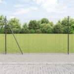 vidaXL Euro plot s 7 flánkovanými stĺpmi 1.5x10 m pozinkovaná oceľ