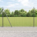 vidaXL Euro plot s 7 flámbovanými stĺpmi 1.5x10 m z pozinkovanej ocele