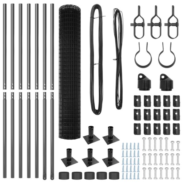 vidaXL Euro plot s 7 flámbovanými stĺpmi 1.5x10 m z pozinkovanej ocele – Obrázok 5