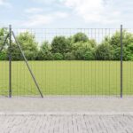 vidaXL Euro plot s 7 flanžovanými stĺpikmi 1,4x10 m pozinkovaná oceľ