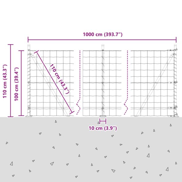 vidaXL Euro Plot Sada 2 Sivý Kov 10 x 1 m Trvácny Plot Obdĺžnikový – Obrázok 13