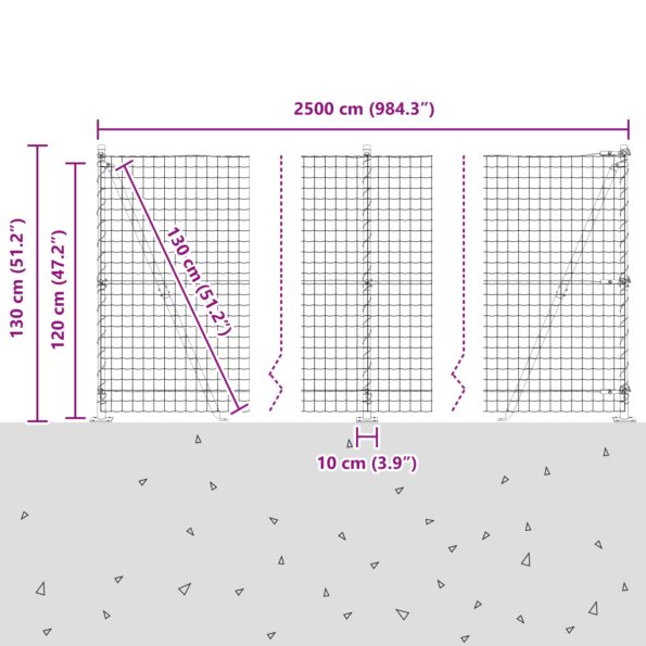 vidaXL Plot s podperou Sivá 1,2 x 25 m Ocel a PVC – Obrázok 13