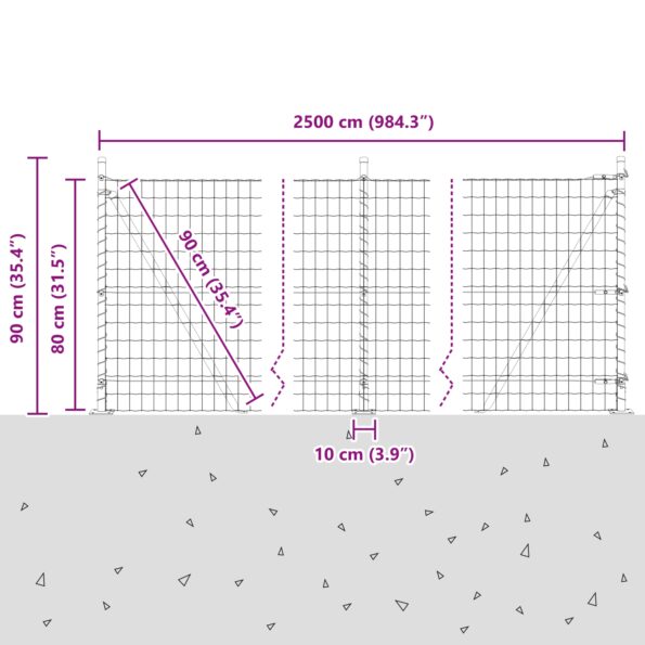 3350938_13.jpg vidaXL Euro Plot s 13 flańskými stĺpmi 0.8x25 m pozinkovaná oceľ – Obrázok 13