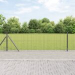 vidaXL Euro plot s 13 flanged stĺpmi 0.4x25 m pozinkovaná oceľ