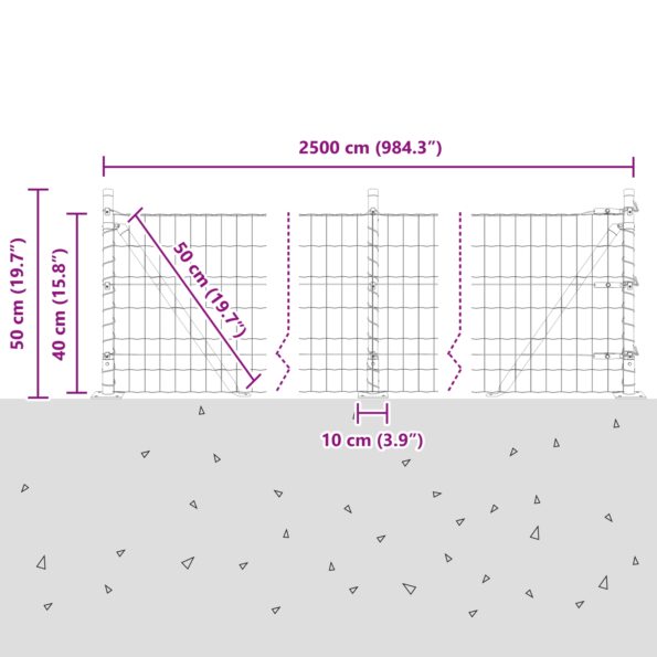 3350941_13.jpg vidaXL Euro plot s 13 flanged stĺpmi 0.4x25 m pozinkovaná oceľ – Obrázok 13