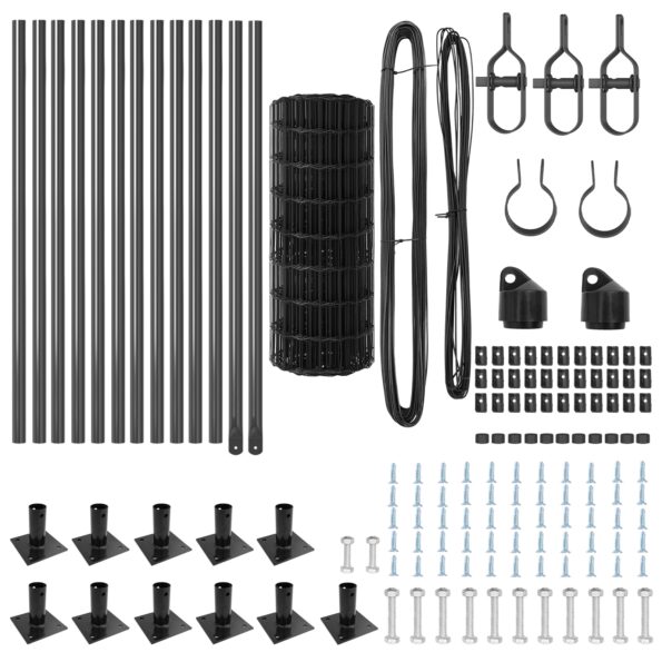 vidaXL Euro plot s 13 flangovanými stĺpmi 0.6x25 m pozinkovaná oceľ – Obrázok 5