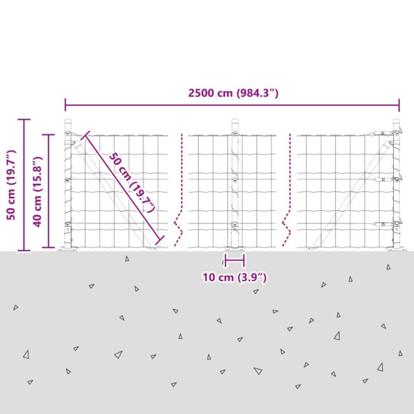 vidaXL Euro plot s 13 rozšírenými stĺpmi 0.4x25 m Pozinkovaná oceľ – Obrázok 13