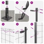 vidaXL Euro oplotenie s 13 flanžovými stĺpikmi 0.8x25 m z pozinkovanej ocele – Obrázok 12