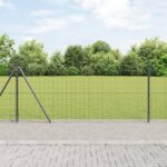 vidaXL Euro plot s 13 flanžovanými stĺpmi 1x25 m pozinkovanej ocele