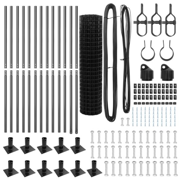 vidaXL Euro plot Sada 2 Sivý Betónová základňa, Kovové stĺpiky 25 x 1 m – Obrázok 5