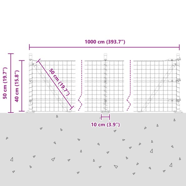 vidaXL Euro plot s 7 prírubovými stĺpmi 0.4x10 m pozinkovaná oceľ – Obrázok 13