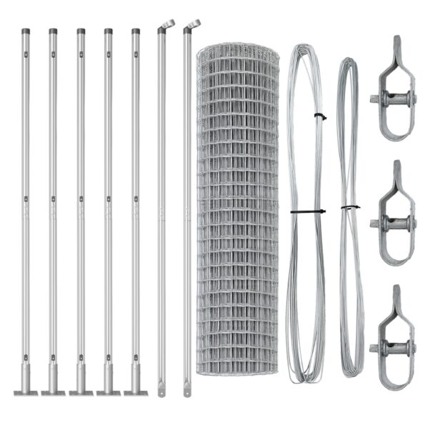 vidaXL Euro plot s 7 prírubovými stĺpmi 0.8x10 m pozinkovaná oceľ – Obrázok 4