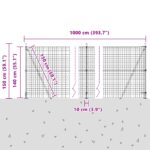 vidaXL Euro plot s 7 príruby stĺpmi 1.4x10 m Pozinkovaná oceľ – Obrázok 13