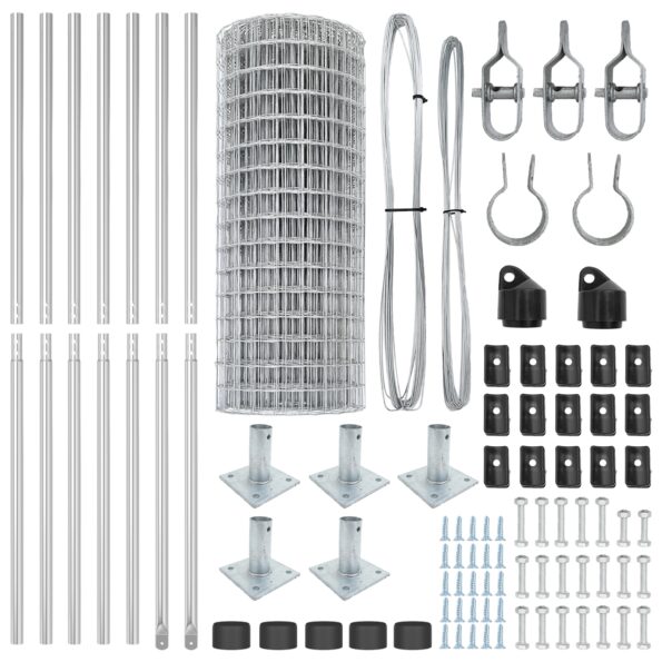 vidaXL Euro plot s 7 príruby stĺpmi 1.4x10 m Pozinkovaná oceľ – Obrázok 5
