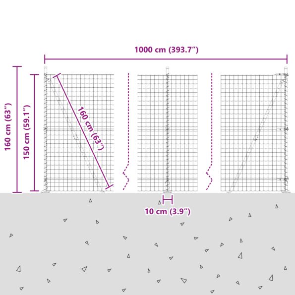 vidaXL Euro plot s 7 flangeami 1.5x10 m Pozinkovaná oceľ – Obrázok 13