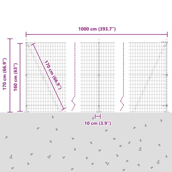 vidaXL Euro plot s 7 flitrovým stĺpom 1.6x10 m pozinkovaná oceľ – Obrázok 13