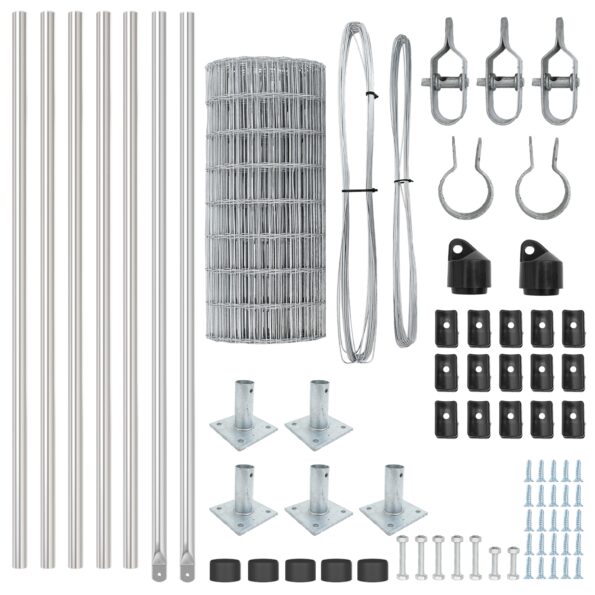 vidaXL Euro plot so 7 príchytnými stĺpikmi 0.4x10 m pozinkovaná oceľ – Obrázok 5