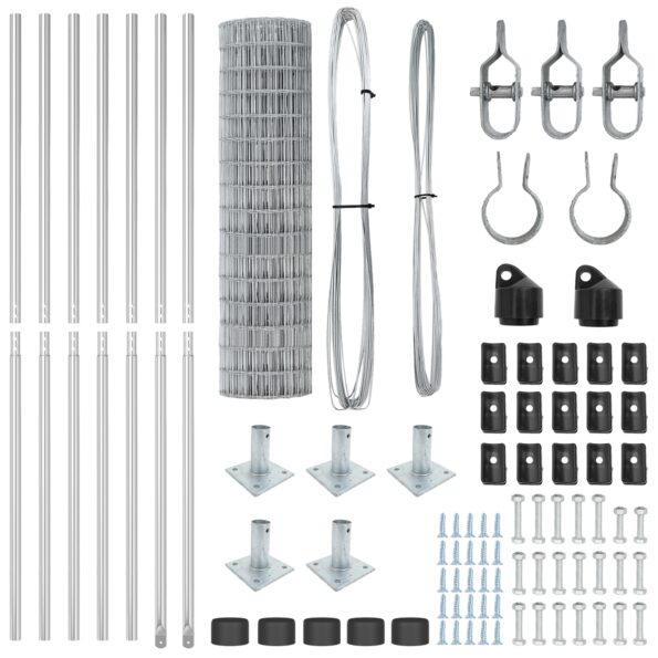 VidaXL Euro plot so 7 prírubovými stĺpmi 1x10 m pozinkovaná oceľ – Obrázok 5