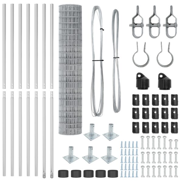 vidaXL Euro plot s 7 Flanged Posts 1.5x10 m Pozinkovaná oceľ – Obrázok 5