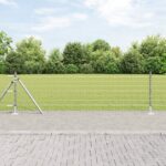 vidaXL Euro plot s 13 prírubovými stĺpikmi 0,6x25 m pozinkovaná oceľ