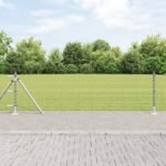 vidaXL Euro oplotenie s 13 stĺpikmi s ozdobnými okrajmi 0.4x25 m z pozinkovanej ocele