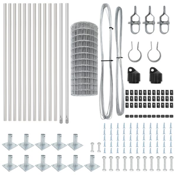 vidaXL Euro plot s 13 stĺpikmi s krúžkom 0.4x50 m Pozinkovaná oceľ – Obrázok 5