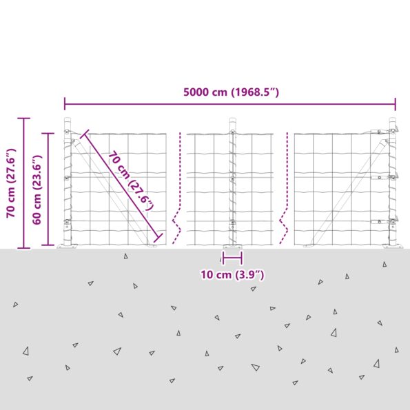 vidaXL Euro plot s 13 rozšírenými stĺpmi 0.6 x 50 m z galvanizovanej ocele – Obrázok 13