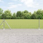 vidaXL Euro Plot s 13 Flangovanými Stĺpikmi 0.4x50 m Pozinkovaná Oceľ