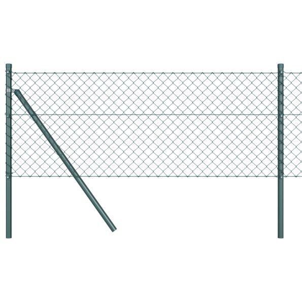 3351068_2.jpg vidaXL Oplotenie z reťazových väzieb so 7 stĺpmi 0.8x10 m pozinkované zelené – Obrázok 2