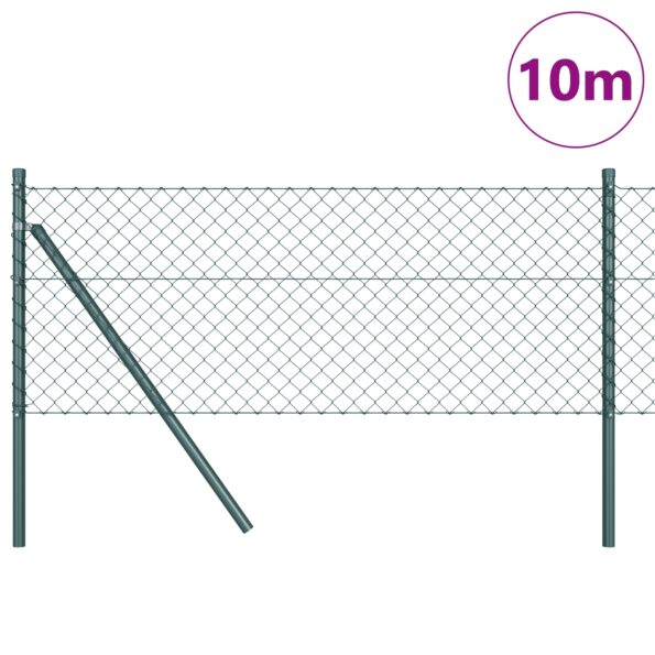 3351068_3.jpg vidaXL Oplotenie z reťazových väzieb so 7 stĺpmi 0.8x10 m pozinkované zelené – Obrázok 3