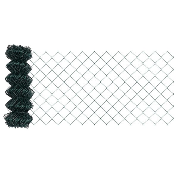 3351068_6.jpg vidaXL Oplotenie z reťazových väzieb so 7 stĺpmi 0.8x10 m pozinkované zelené – Obrázok 6