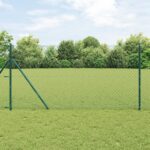 vidaXL Stĺp na plot. Zelená 10 x 1 m (40 x 40 mm sieť) Ocel a PVC